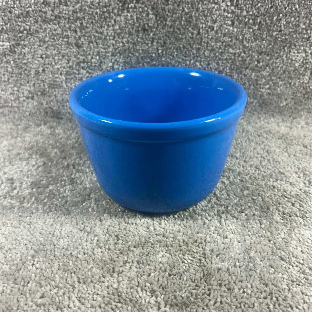 Oxford Ware Custard Cup Blue Ceramic‎ Ramekin Bowl Made in USA 4.5"